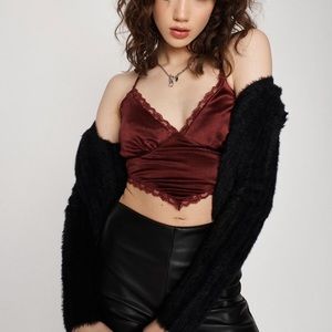 Satin Lace-Up Cami 🥀